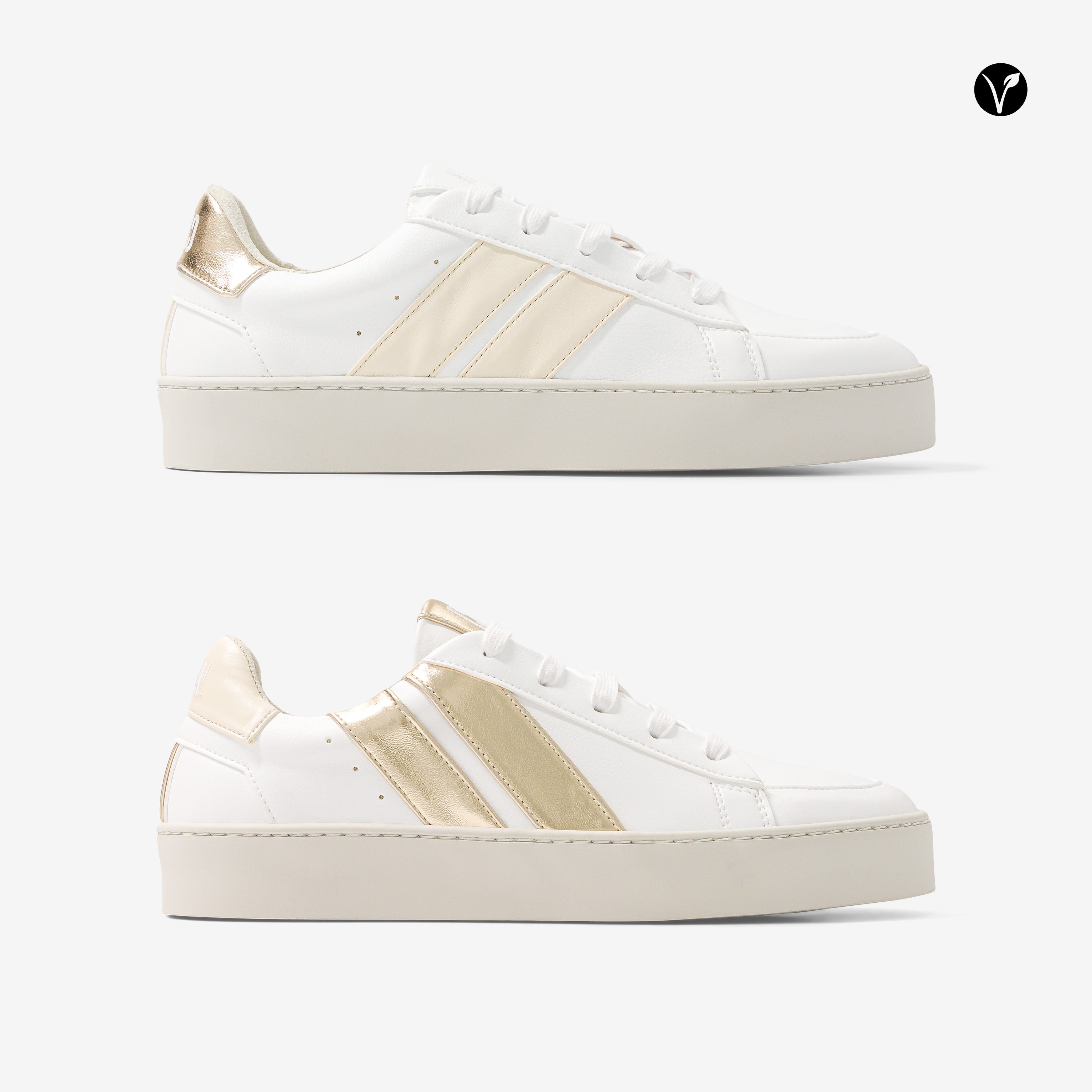 Les Vegan Gold Disco, sneakers asymétriques, éco-responsables et made ...