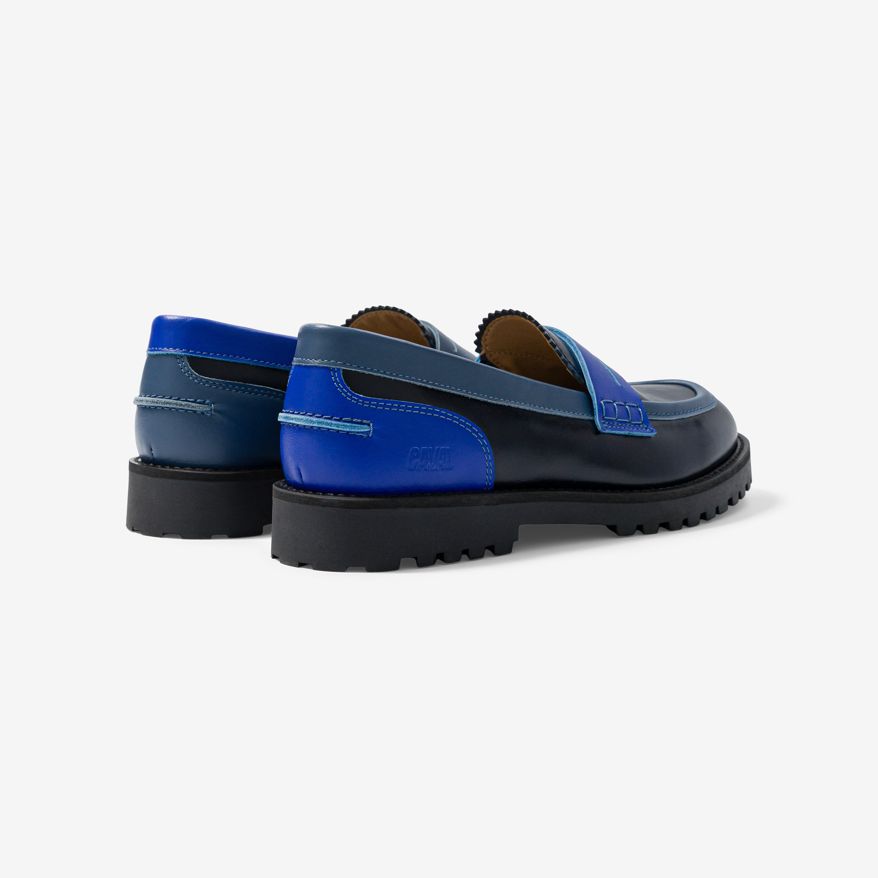 Dandy Blue, asymmetrical eco-friendly loafers | CAVAL