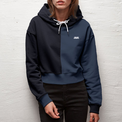 Cropped Split Hoodie Blue