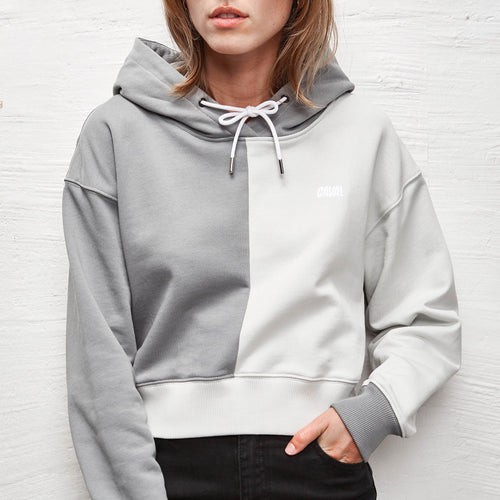 Cropped Split Hoodie Grey